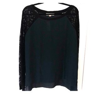 Loft blouse with lace sleeves. NWT. Size XL